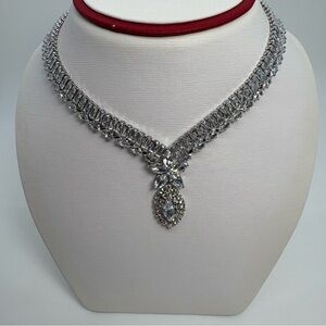 Cubic Zirconia Star Statement Necklace And Earrings Set, Brand New